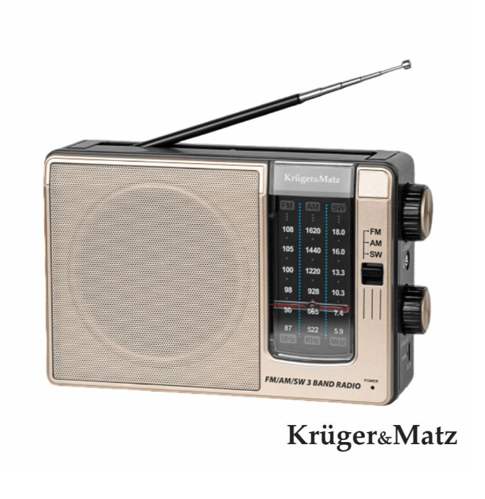 KRUGER MATZ RÁDIO PORTÁTIL AM\FM\SW E USB-C KM0830
